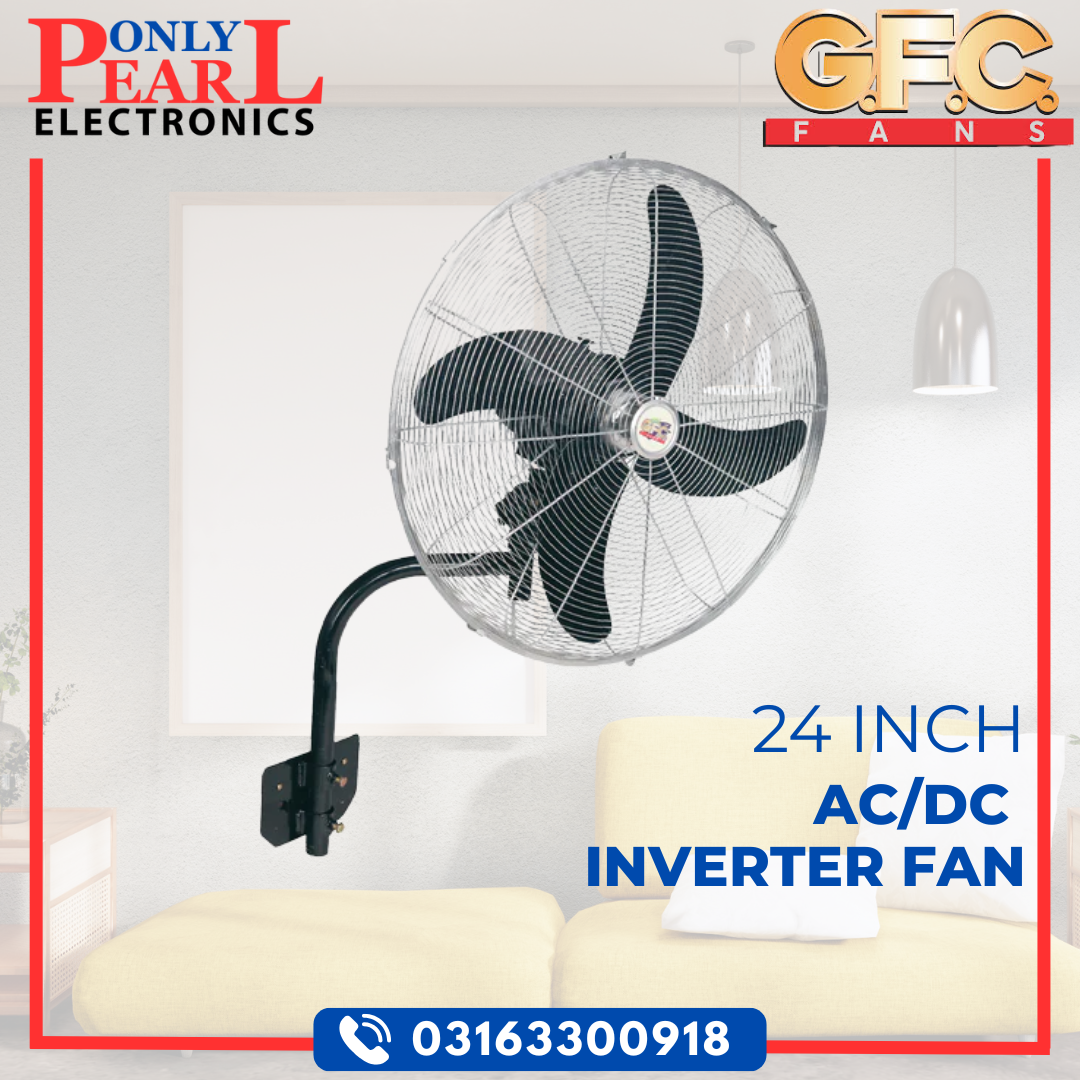 GFC Wall Mounted Myga Bracket Fan | AC/DC Inverter Fan | 24 Inch | 100% Pure Copper