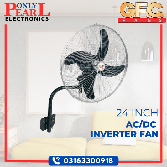 GFC Wall Mounted Myga Bracket Fan | AC/DC Inverter Fan | 24 Inch | 100% Pure Copper