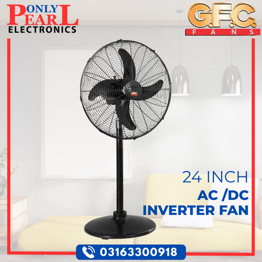 GFC Pedestal Fan | Stand Fan | AC/DC Inverter Fan | 24 Inch | 100% Pure Copper